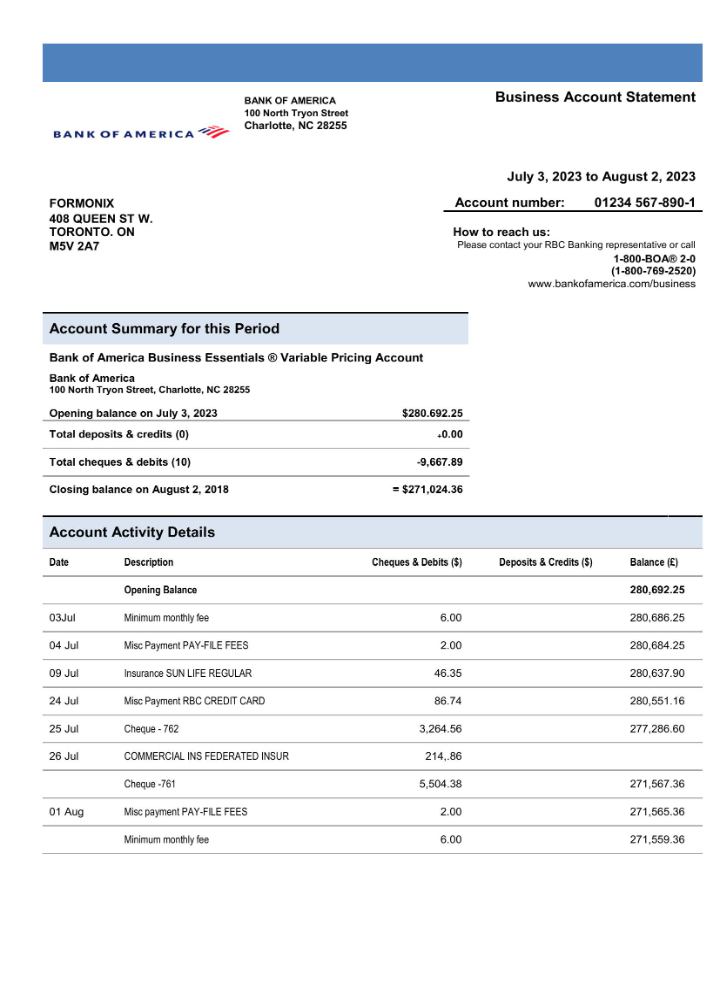  East West Bank firm account statement 